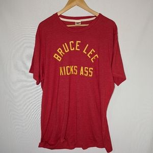 2for$30 Bruce Lee Kicks Ass Red Tee with Yellow Letters Size XXL